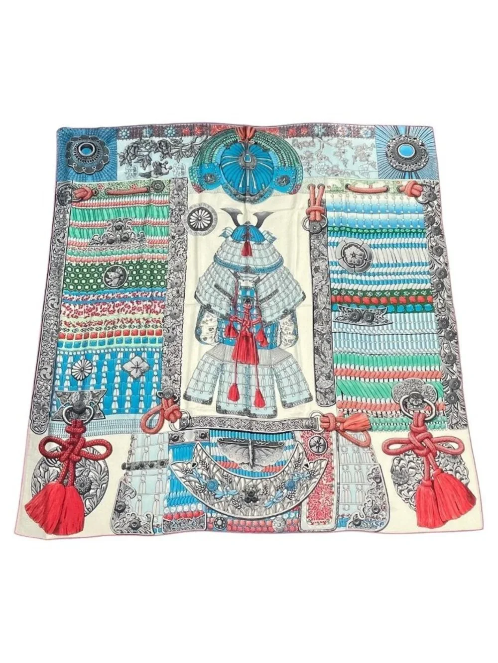 Hermes Scarf Cashmere Carre 140 Samurai Armor Parures de Samourais Multicolor - Picture 2 of 10